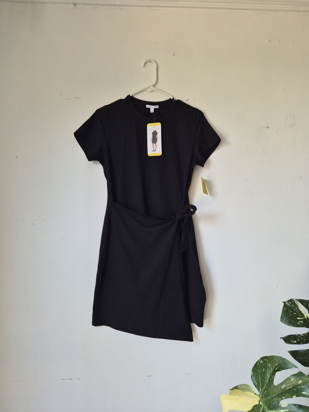 Threads 4 Thought Black Short-Sleeve Assymetrical Wrap Dress